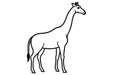 Elegant Fine Line Giraffe Vector | Safari Wildlife Outline Art

