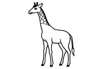 Elegant Fine Line Giraffe Vector | Safari Wildlife Outline Art

