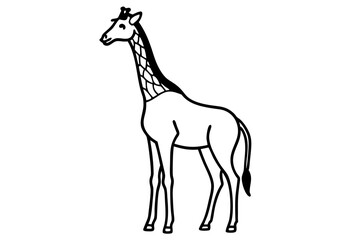Elegant Fine Line Giraffe Vector | Safari Wildlife Outline Art

