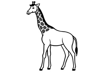 Elegant Fine Line Giraffe Vector | Safari Wildlife Outline Art

