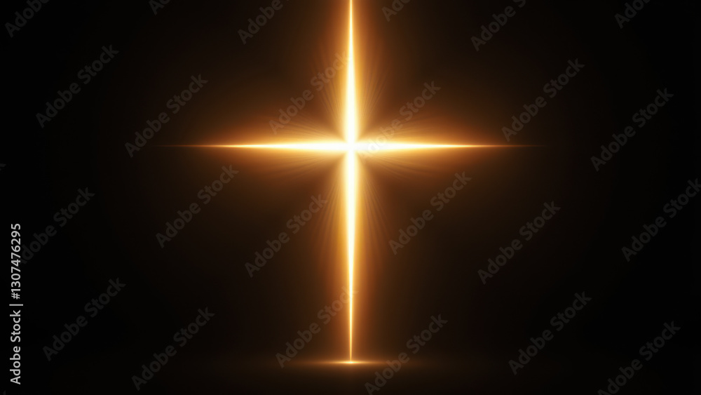 Poster a digital illustration featuring a cross with light rays emanating from it against a dark background