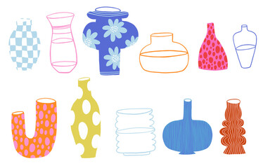 Set of modern ornate vases for flowers
