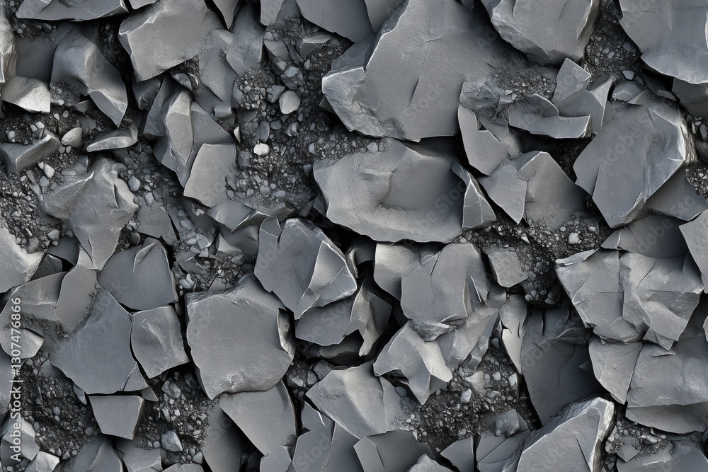 Poster seamless concrete stone debris fractured gray stones and gravel, showcasing a textured surface with 