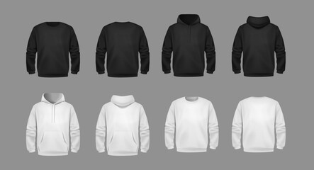 Stylish White Unisex Hoodie. Front and Back View. Sports hoodies. Cozy clothes.