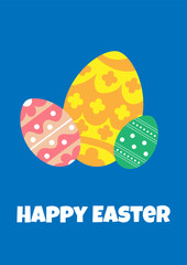 Three easter eggs. For poster, card, banner, discount, special offer, cover, menu, advertising. Vector illustration EPS10 
