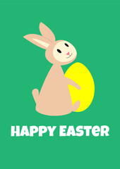 Rabbit holding an egg. For poster, card, banner, discount, special offer, cover, menu, advertising. Vector illustration EPS10 
