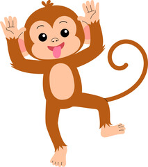 Fototapeta premium cheerful cute monkey cartoon character making funny face and sticking tongue out illustration
