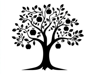 Obraz premium Black Apple Tree Silhouette