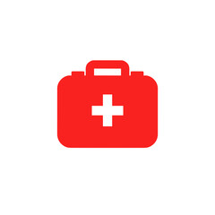 Red first aid kit icon with cross symbol 