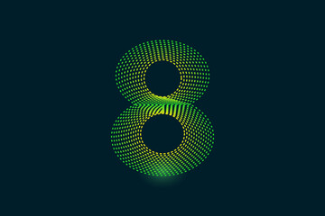 Creative style Number eight (8) abstract vector illustration isolated on dark background - EPS 10