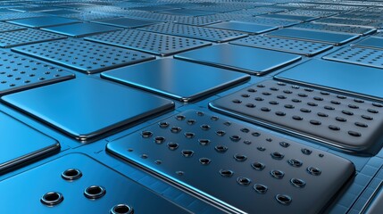 Collection of blue and black cell phones, a closeup examination of mobile technology design