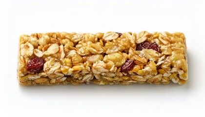 healthy granola bar muesli or cereal bar isolated on white background