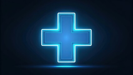 Obraz premium a glowing neon cross symbol with a futuristic look, against a dark background