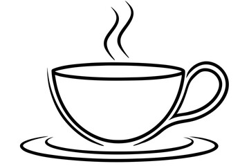 Minimalist Teacup Line Art for Elegant Caf&eacute; Design

