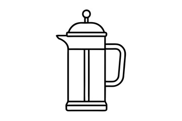Obraz premium Minimalist French Press Line Drawing Vector for Coffee-Themed Designs
