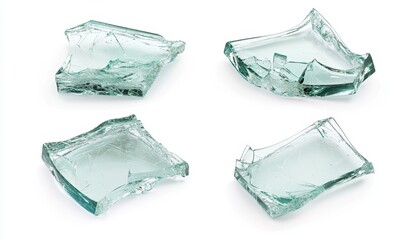 Fototapeta premium Broken glass shards isolated on white