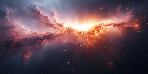 Fototapeta premium stunning cosmic scene featuring vibrant galaxy with swirling nebulae and bright stars