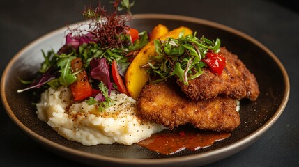 Delicious Chicken Schnitzel Dish & Salad