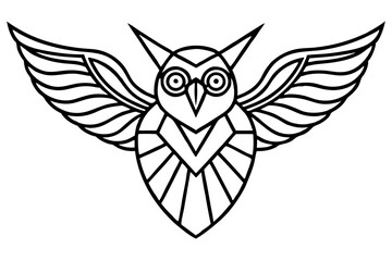 Owl with Symmetrical Wings – Modern Line Art Vector for Wildlife and Nature Designs

