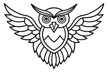 Obraz premium Owl with Symmetrical Wings – Modern Line Art Vector for Wildlife and Nature Designs