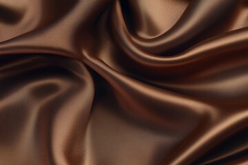 Luxurious brown silk fabric drapes