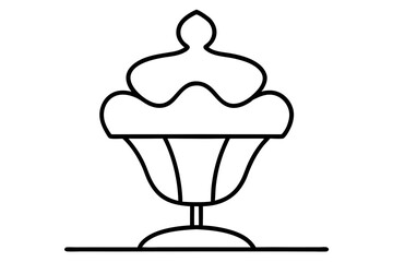 Minimal Cupcake Stand Line Drawing Vector for Dessert and Bakery Design

