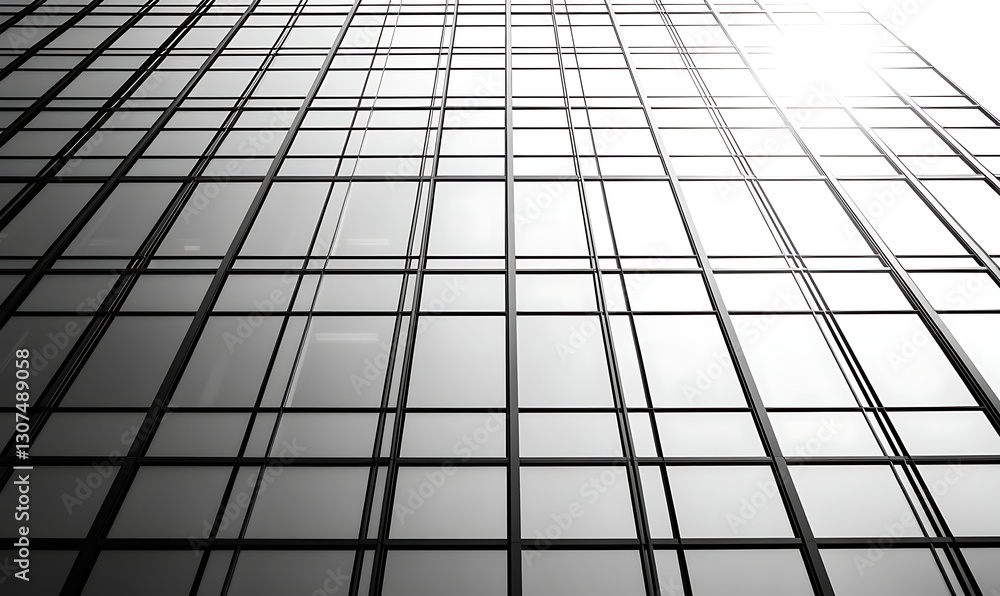 Poster Modern office facade featuring a close-up view with repeating patterns and architectural design elements.
