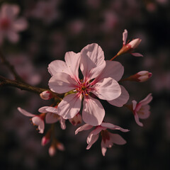Un delicado acercamiento a una preciosa flor de cerezo