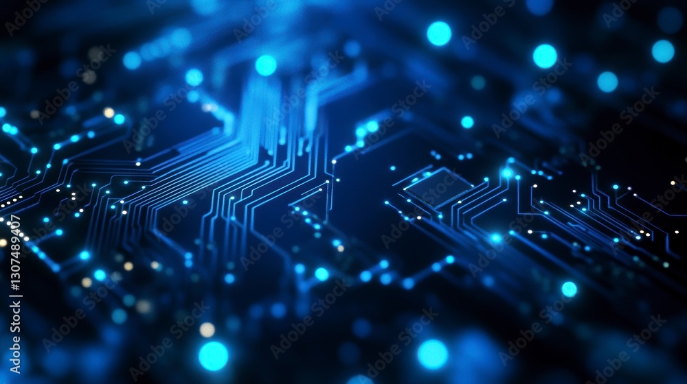 Poster abstract circuit board close-up showing technological advancement and innovation. possible use stock