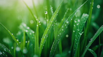 Obraz premium Grass with dew drops