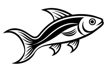"Stylized Fish Flowing Line Art for Aquatic Theme Illustration"

