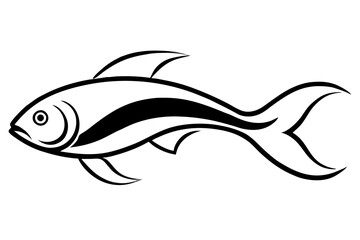 "Stylized Fish Flowing Line Art for Aquatic Theme Illustration"

