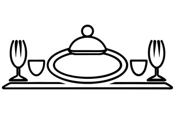 "Stylized Line Art of a Dining Set with Plates and Forks - SVG Vector Illustration"

