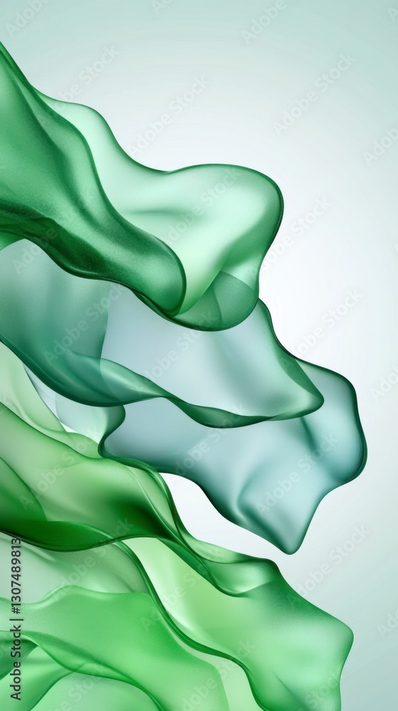 Aufkleber abstract image of flowing green and blue fabric against a light gray background. the fabric is trans