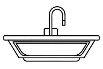"Stylized Line Art of a Kitchen Sink for Home Improvement - SVG Vector Design"

