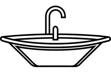 "Stylized Line Art of a Kitchen Sink for Home Improvement - SVG Vector Design"

