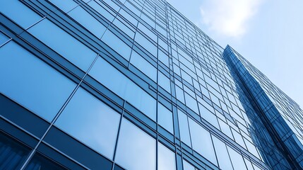 Close-up shot of a corporate skyscraper showcasing modern architecture and design.