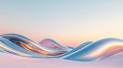 3D fluid metallic waves in a surreal landscape
