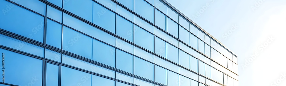 Poster close-up shot of a newly constructed commercial building, showcasing modern architecture and design 