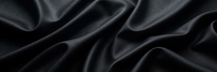 Obraz premium Black satin backdrop, dramatic folds, intense shadow, fabric backdrop, dramatic lighting