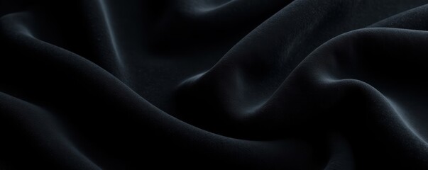 Obraz premium Black velvet backdrop, subtle sheen Smooth, rich, dark textile , black velvet, surface