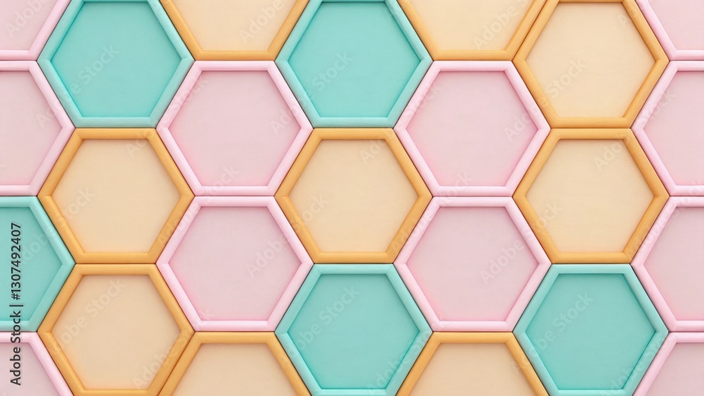Poster abstract colorful hexagon pattern seamless background with various colors and shapes, perfect for de