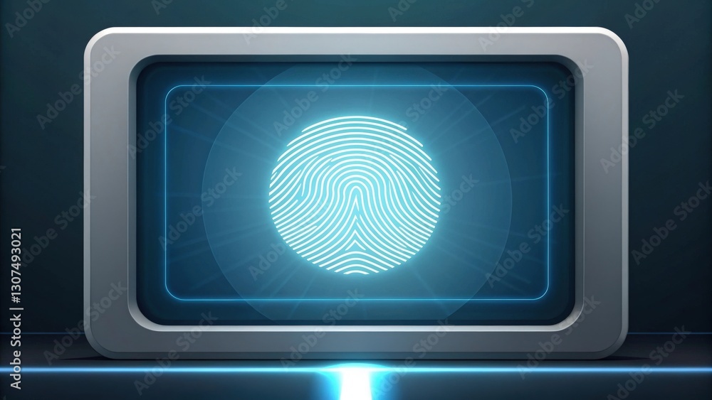 Poster fingerprint scanner, identification and security features, fingerprint verification concept. the fin