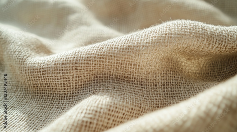 Poster close up of a textured beige fabric with waves and subtle shadows