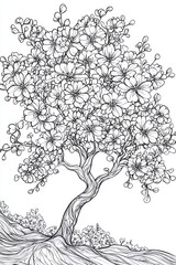 Blooming Tree, Artistic Drawing