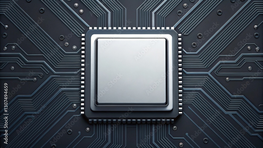 Poster a close-up shot of a central processing unit (cpu) on a circuit board