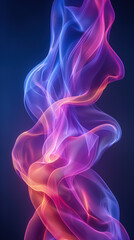 Naklejka premium Abstract colorful flowing smoke-like multicolored wisps against dark background