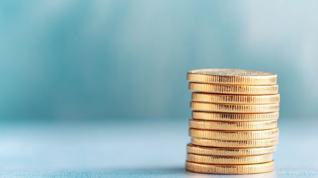 stack of gold coins with digital block interface symbolizing integration of blockchain in modern finance