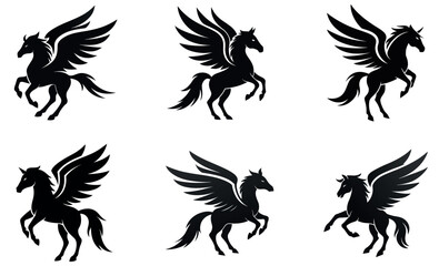 Silhouetted Pegasus Designs for Graphic Design