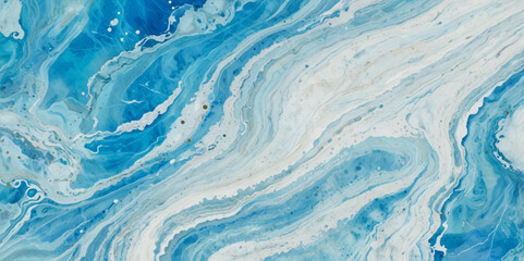 Obraz premium Abstract blue and white water ocean wave and curved line background. Blue wave with liquid fluid ocean texture. Ocean wave banner background.